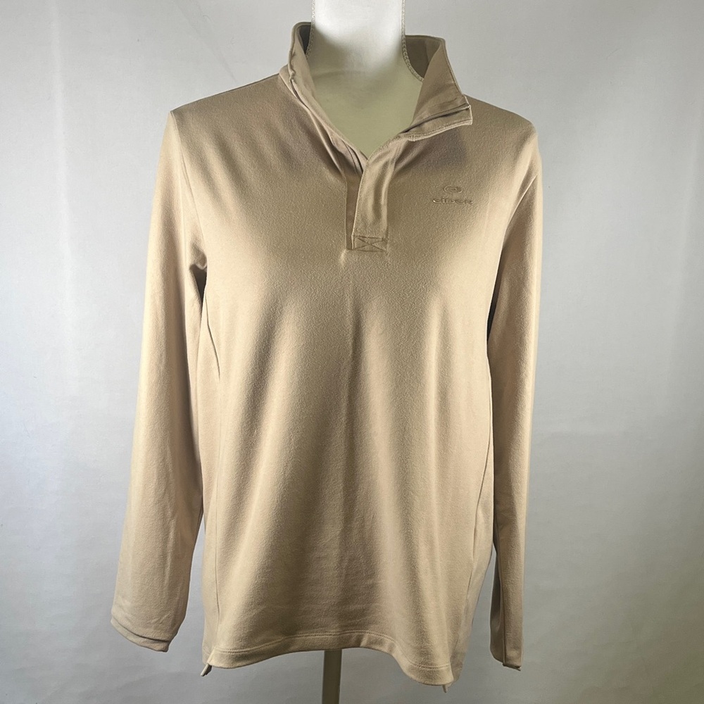 Eider Performance 1/4 Zip Pullover Womens L Tan Hiking Layer EUC